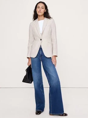 Denim + White Blouse + Blazer Off-Duty